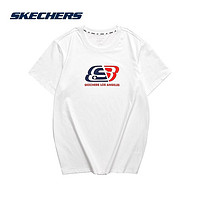 SKECHERS 斯凯奇 春夏新款字母LOGO针织短袖圆领运动T恤男女同款情侣款L121U173