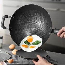 asd爱仕达炒锅炒菜锅轻量不锈无涂层精铁锅圆底燃气明火专用