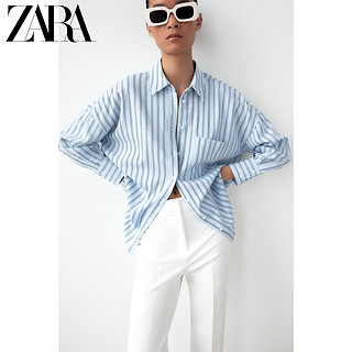 ZARA 新款 女装 口袋饰亚麻衬衫 3009707 044