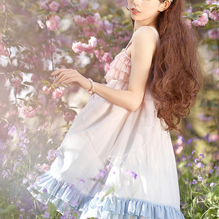 NIKKI TOMORROW 十二月暖暖 Lolita洛丽塔 甜美 粉蓝云霏 女士JSK无袖连衣裙 Y05327 粉蓝色 S