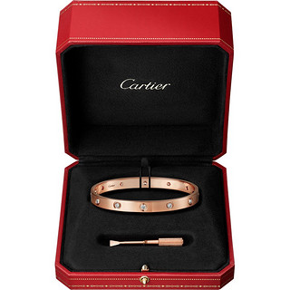 Cartier卡地亚手镯LOVE系列镶10钻18k玫瑰金宽版6.1mm送女朋友送老婆预售 18