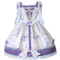 Puppets and Doll 古典玩偶 Lolita洛丽塔 蔷薇之名系列 加百列 女士OP有袖连衣裙 紫色 S