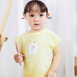 balabala 巴拉巴拉 萌宠游乐园系列 208222117214-30201 婴儿短袖T恤 米黄 100cm