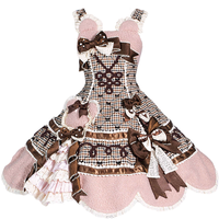 Puppets and Doll 古典玩偶 Lolita洛丽塔 礼物熊 女士JSK无袖连衣裙 粉咖 S