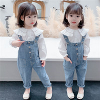 GRAY BEEP/灰嘟嘟 儿童牛仔裤女春秋2022新款女童宝宝洋气牛仔背带裤1-3岁韩版百搭 蓝色背带裤 90cm