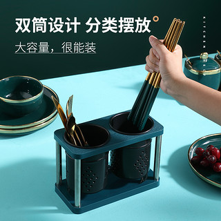 筷子收纳盒家庭2021新款家用沥水桶筷筒厨房筷子篓筷笼轻奢置物架