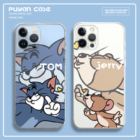 猫和老鼠手机壳苹果13情侣款iPhone12可爱苹果11汤姆猫13promax杰瑞鼠7/8plus卡通X/XS趣味xr透明6se适用mini