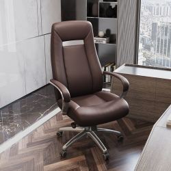 富凯( furicco)进口牛皮老板椅 高背椅-1a牛皮-深棕色