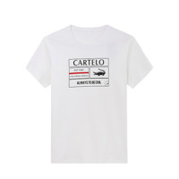 CARTELO 卡帝乐鳄鱼 男士圆领短袖T恤 C11107-2OHONG 白色 XXXL