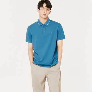 JACK&JONES 杰克琼斯 男士短袖POLO衫 222106026 中蓝色 S