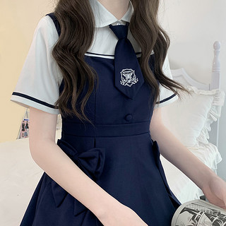 啦啦酱 蓝卡片 JK制服 西式制服 女士短袖衬衫 白色 M