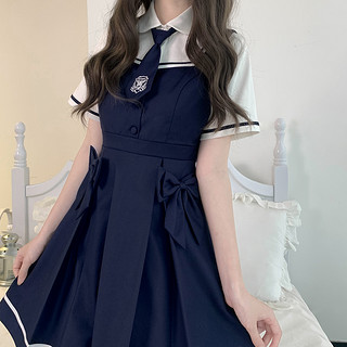 啦啦酱 蓝卡片 JK制服 西式制服 女士短袖衬衫 白色 M