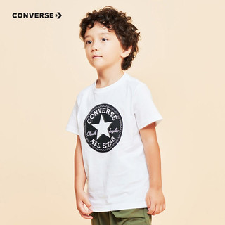 Converse 匡威儿童装男童短袖t恤夏季新款纯棉打底衫中小童潮牌休闲背心运动小女孩半袖套头上衣 正黑色-(圆标经典) 98-104cm(4) 纯白色-中性 116-122cm(7)