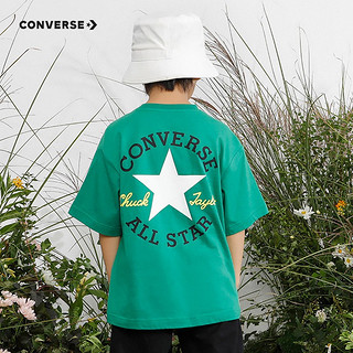 Converse 匡威儿童装男童短袖t恤夏季新款纯棉打底衫中小童潮牌休闲背心运动小女孩半袖套头上衣 正黑色-(圆标经典) 98-104cm(4) 密林绿-大logo 150cm/(M)