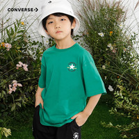 Converse 匡威儿童装男童短袖t恤夏季新款纯棉打底衫中小童潮牌休闲背心运动小女孩半袖套头上衣 正黑色-(圆标经典) 98-104cm(4) 密林绿-大logo 98-104cm(4)