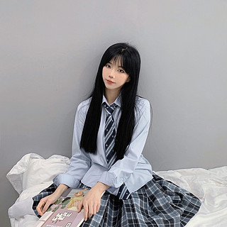 心脏地震 JK制服 西式制服 女士长袖衬衫 蓝色 S