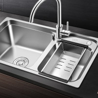 VATTI 华帝 304不锈钢水槽单槽拉丝不锈钢厨房水槽 580*430 U型冷热龙头