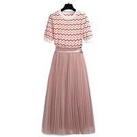PLUS会员：La Chapelle 女士网纱半身裙两件套 LXQZ0226