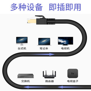 斯格八类万兆网线cat8家用超七类千兆网络纯铜屏蔽电脑路由器1米 八类白色扁线※纯铜双屏蔽※光速传输※过福禄克测试 12m