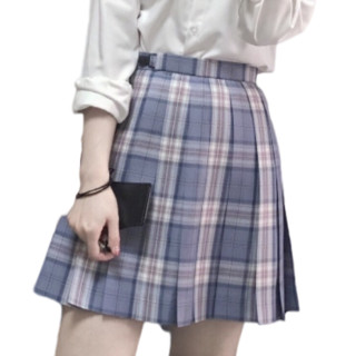 南瓜岛JK 夏日泉 JK制服 女士格裙 灰蓝 48cm M