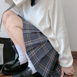 南瓜岛JK 冬仓樱 JK制服 女士格裙 灰粉色 48cm M