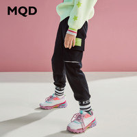 马骑顿 MQD童装女童针织裤春秋装肤百搭字母工装宽松韩版运动裤 海棠粉 140cm 黑色 150cm