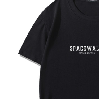 AUOOI 男士圆领短袖T恤 au5D2019903 星球漫步款 黑色 XL