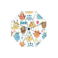 C'mon 外星人派对 8骨三折晴雨伞 全自动款 白色