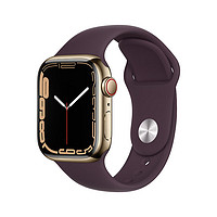 Apple 苹果 Watch Series 7 智能手表 41mm  GPS+蜂窝版 金色不锈钢表壳 绛樱桃色运动型表带（GPS、血氧、心率)