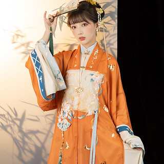 CHIXIA 池夏 改良 明制汉服 花间事系列 临鸢 女士立领对襟长衫 S11131 杏色 L