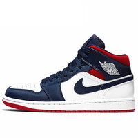 AIR JORDAN 正代系列 Air Jordan 1 Mid SE 男子篮球鞋 852542-104 白/蓝/红 44.5