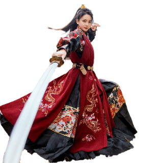 如夢霓裳 明制汉服 水龙吟 男女款方领罩甲 红色 170