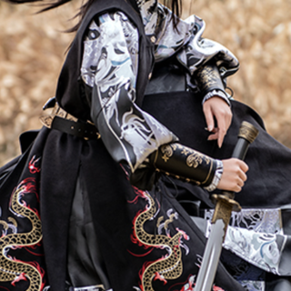 如夢霓裳 明制汉服 水龙吟 男女款方领罩甲 黑色 165