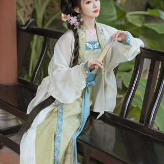 钟灵记 改良 宋制汉服 渺渺 女士宋抹 ZLJ885 秋香绿 M