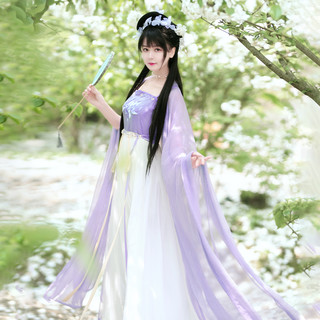 如夢霓裳 唐制汉服 水芸 女士直领大袖衫 紫色 170