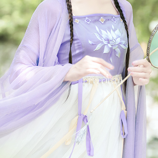如夢霓裳 唐制汉服 水芸 女士直领大袖衫 紫色 170
