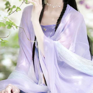 如夢霓裳 唐制汉服 水芸 女士直领大袖衫 紫色 170