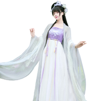如夢霓裳 改良 唐制汉服 水芸 女士诃子裙 白紫色 170