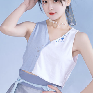 如夢霓裳 汉元素 疏星 女士V领背心 蓝白色 165