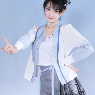 如夢霓裳 汉元素 疏星 女士短外套 蓝白色 160