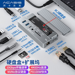 acasis 阿卡西斯 Type-C扩展坞 M.2 NVMe移动硬盘盒 USB-C转HDMI转换器笔记本电脑千兆网口HUB分线器拓展坞CM073
