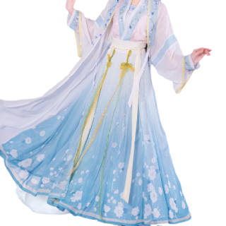 如夢霓裳 宋制汉服 静月 女士一片式齐腰下裙 蓝色 170