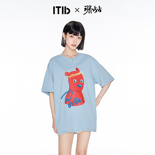 ITIB×张占占联名合作款 PUPU熊印花短袖T恤女夏新款宽松显瘦上衣