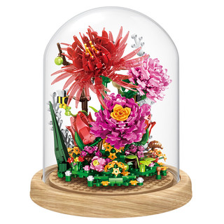 ZHEGAO 哲高 积木花束系列 00977 蔷薇永生花