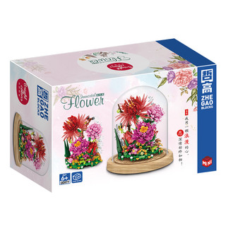 ZHEGAO 哲高 积木花束系列 00977 蔷薇永生花