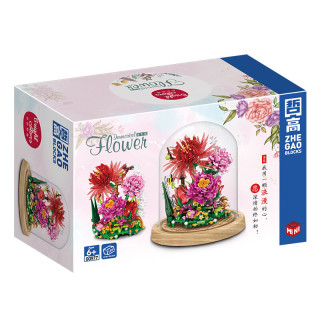 ZHEGAO 哲高 积木花束系列 00977 蔷薇永生花