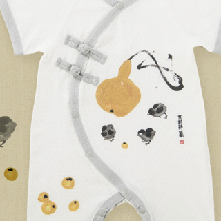 babylove 娃爱的蓓蓓 萌动水墨系列 CGF20226105 婴儿短袖哈衣 福禄吉祥 80cm