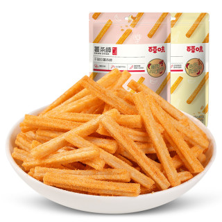 Be&Cheery 百草味 薯条棒100gx2袋小龙虾味辣条味办公室休闲零食夜宵充饥 薯条棒 100gx2袋(吮指辣条味)