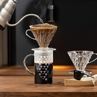 HARIO V60 咖啡杯&温控色咖啡壶套装 1~4杯用 VDSS-3012-B 透明