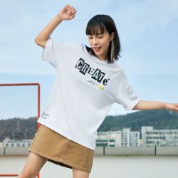 LI-NING 李宁 女式t恤AHSR960字母图案宽松清新亲肤舒适透气